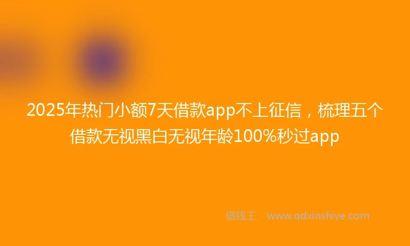 2025年热门小额7天借款app不上征信，梳理五个借款无视黑白无视年龄100%秒过app