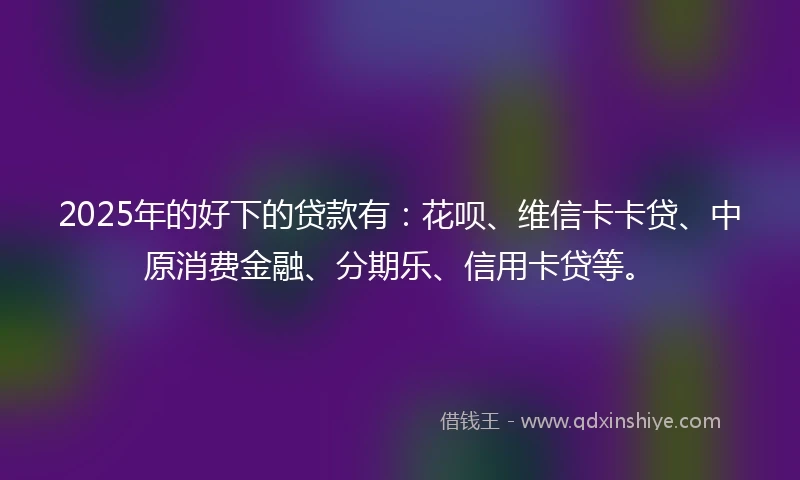 2025年的好下的贷款有：花呗、维信卡卡贷、中原消费金融、分期乐、信用卡贷等。