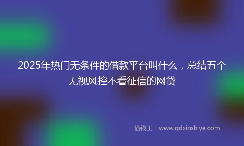 2025年热门无条件的借款平台叫什么，总结五个无视风控不看征信的网贷