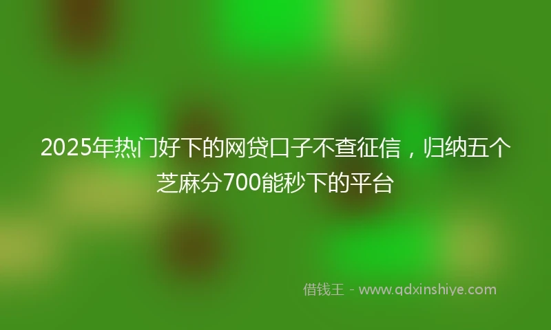 2025年热门好下的网贷口子不查征信，归纳五个芝麻分700能秒下的平台