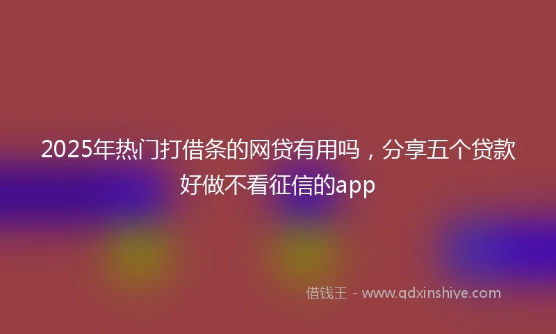 2025年热门打借条的网贷有用吗，分享五个贷款好做不看征信的app