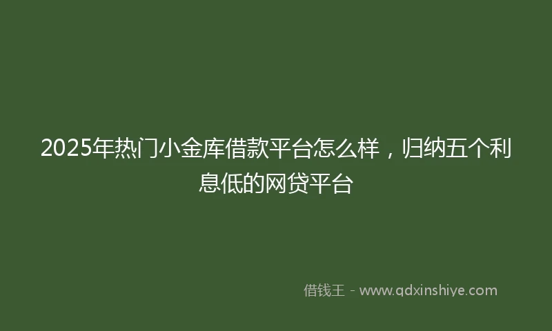 2025年热门小金库借款平台怎么样，归纳五个利息低的网贷平台