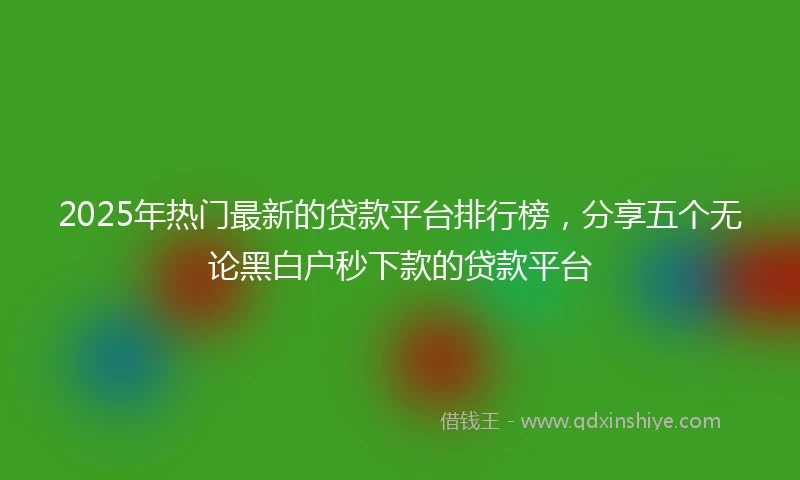 2025年热门最新的贷款平台排行榜，分享五个无论黑白户秒下款的贷款平台