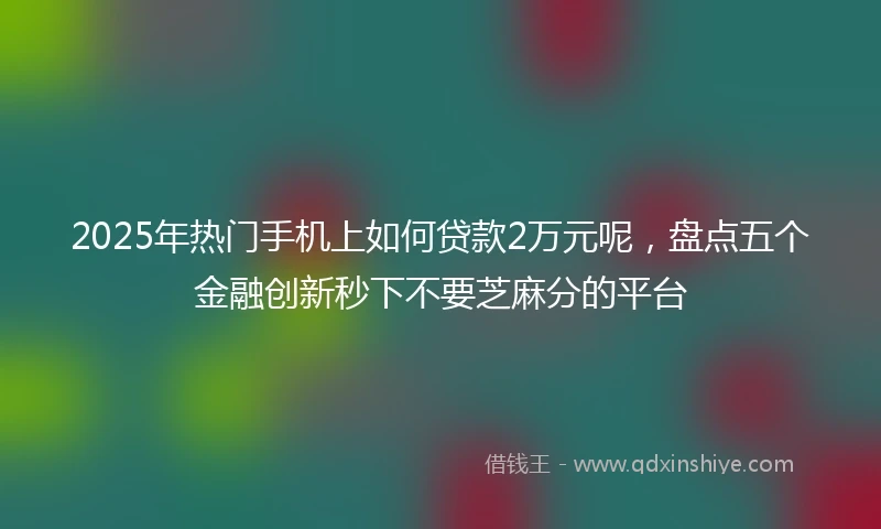 2025年热门手机上如何贷款2万元呢，盘点五个金融创新秒下不要芝麻分的平台