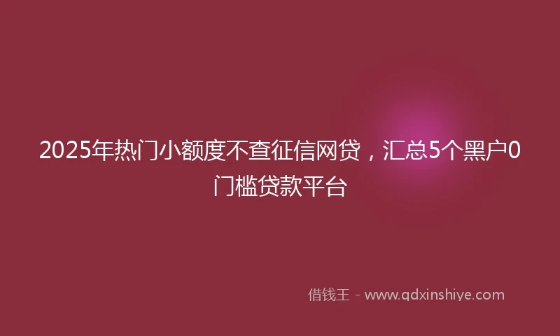 2025年热门小额度不查征信网贷，汇总5个黑户0门槛贷款平台