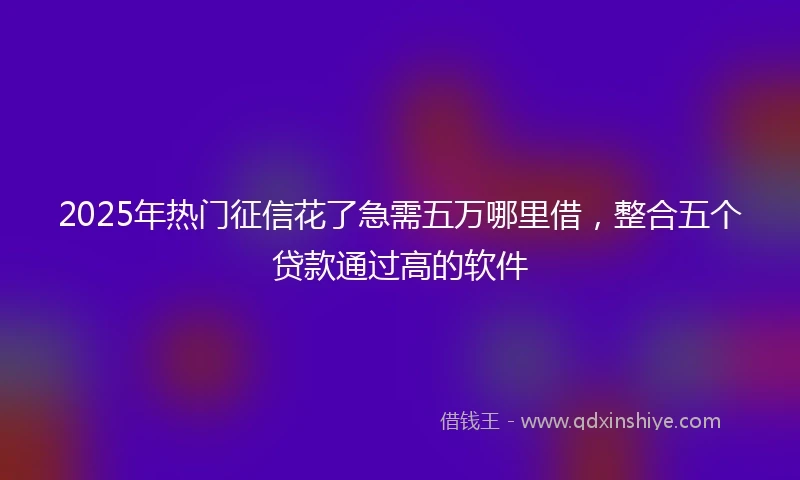 2025年热门征信花了急需五万哪里借，整合五个贷款通过高的软件