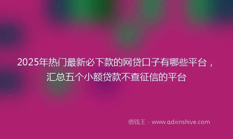 2025年热门最新必下款的网贷口子有哪些平台，汇总五个小额贷款不查征信的平台