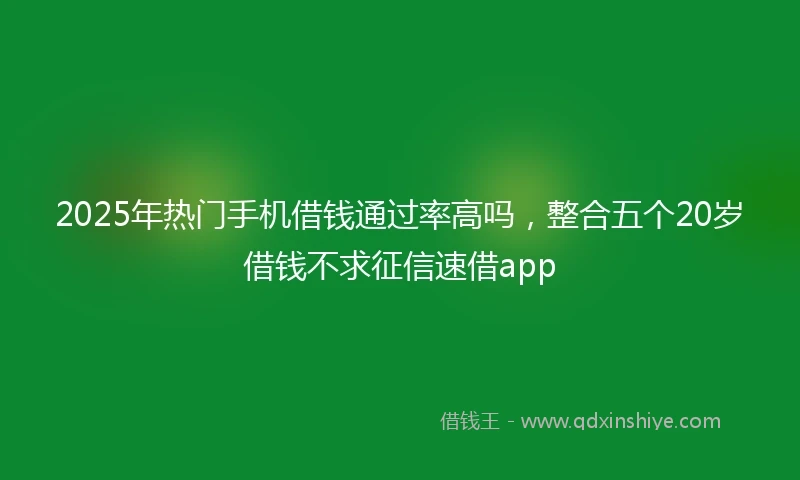 2025年热门手机借钱通过率高吗，整合五个20岁借钱不求征信速借app