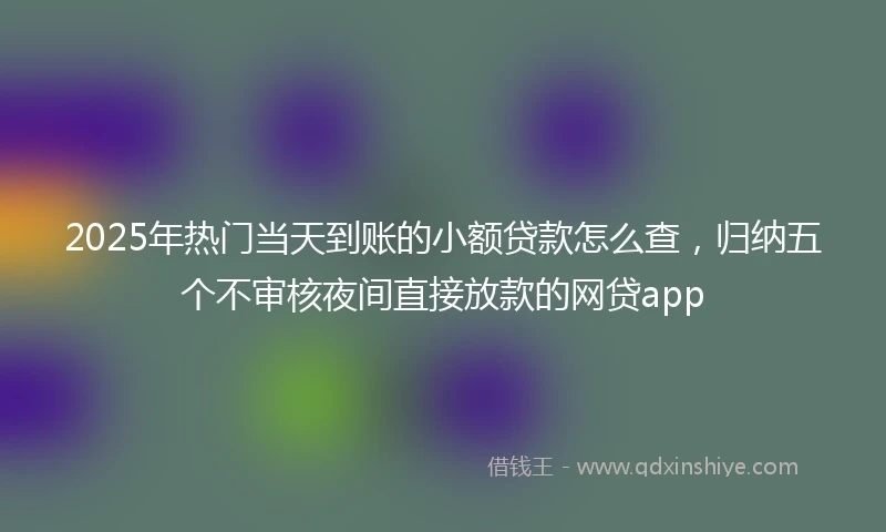 2025年热门当天到账的小额贷款怎么查，归纳五个不审核夜间直接放款的网贷app