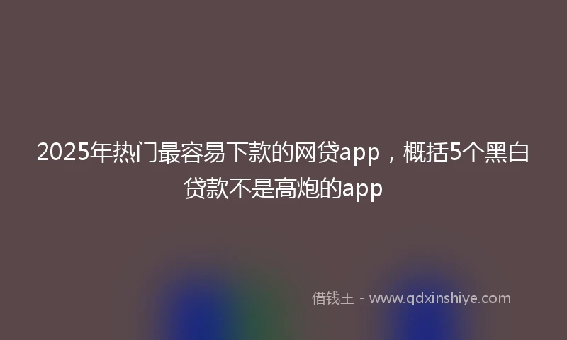 2025年热门最容易下款的网贷app，概括5个黑白贷款不是高炮的app