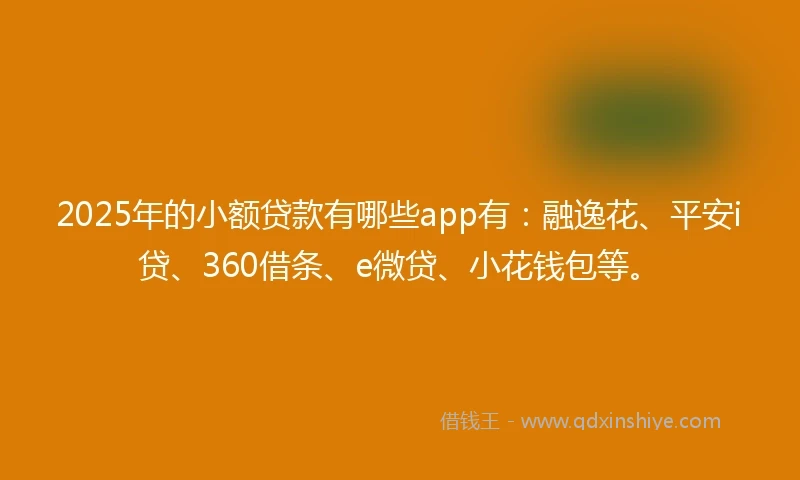 2025年的小额贷款有哪些app有：融逸花、平安i贷、360借条、e微贷、小花钱包等。