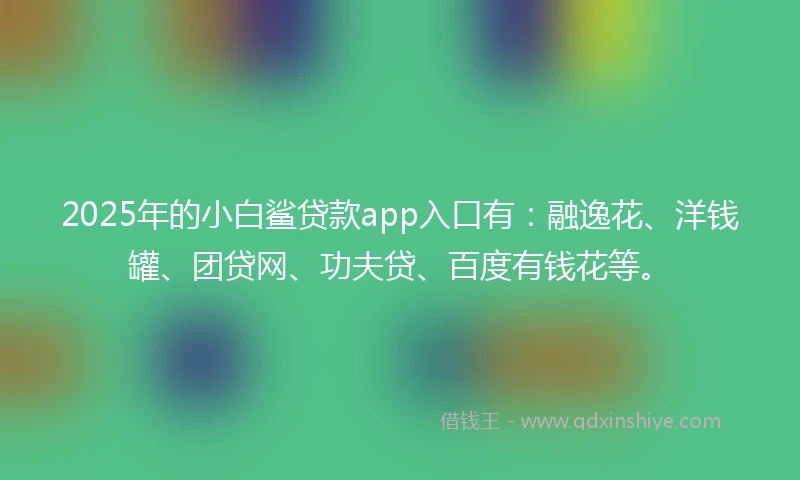 2025年的小白鲨贷款app入口有：融逸花、洋钱罐、团贷网、功夫贷、百度有钱花等。