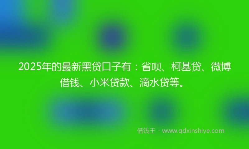 2025年的最新黑贷口子有：省呗、柯基贷、微博借钱、小米贷款、滴水贷等。