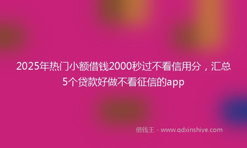 2025年热门小额借钱2000秒过不看信用分，汇总5个贷款好做不看征信的app