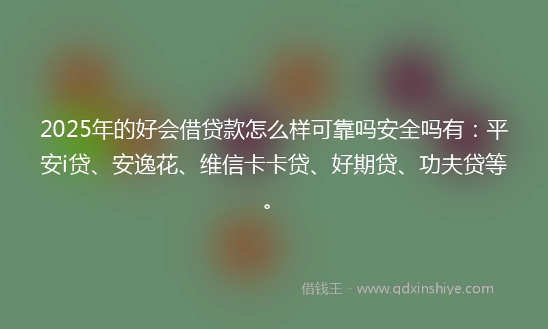 2025年的好会借贷款怎么样可靠吗安全吗有：平安i贷、安逸花、维信卡卡贷、好期贷、功夫贷等。