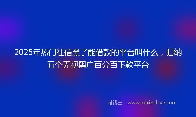 2025年热门征信黑了能借款的平台叫什么，归纳五个无视黑户百分百下款平台