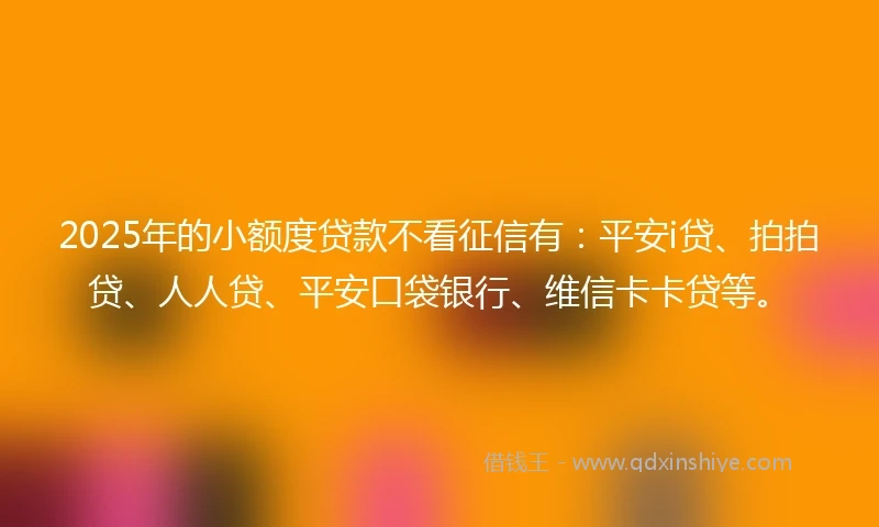 2025年的小额度贷款不看征信有：平安i贷、拍拍贷、人人贷、平安口袋银行、维信卡卡贷等。