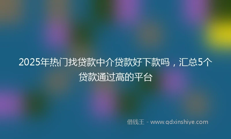 2025年热门找贷款中介贷款好下款吗，汇总5个贷款通过高的平台
