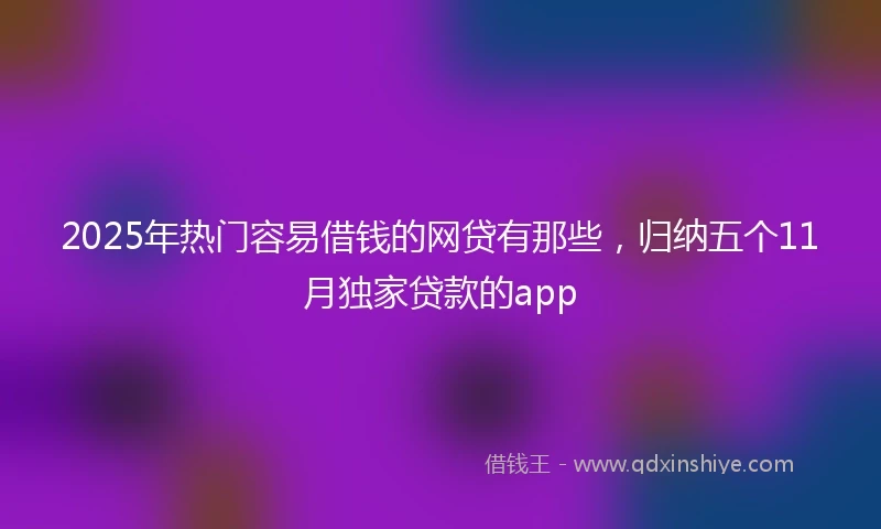 2025年热门容易借钱的网贷有那些，归纳五个11月独家贷款的app