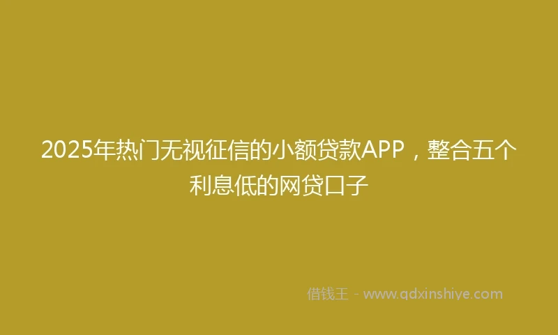 2025年热门无视征信的小额贷款APP，整合五个利息低的网贷口子