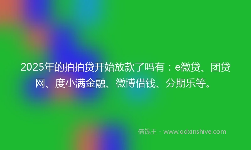 2025年的拍拍贷开始放款了吗有：e微贷、团贷网、度小满金融、微博借钱、分期乐等。