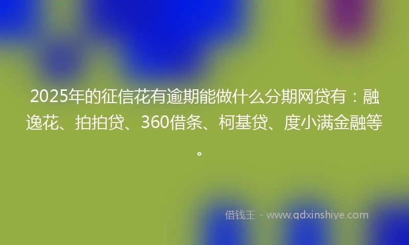 2025年的征信花有逾期能做什么分期网贷有：融逸花、拍拍贷、360借条、柯基贷、度小满金融等。