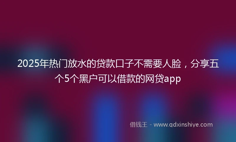 2025年热门放水的贷款口子不需要人脸，分享五个5个黑户可以借款的网贷app