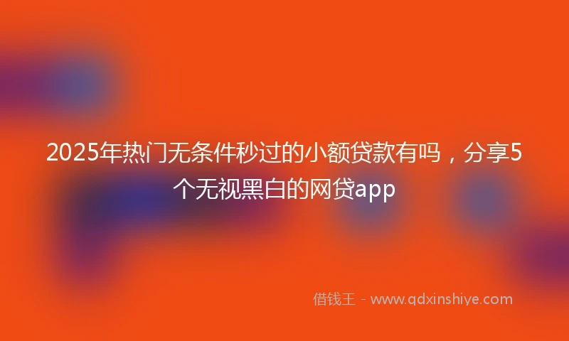 2025年热门无条件秒过的小额贷款有吗，分享5个无视黑白的网贷app