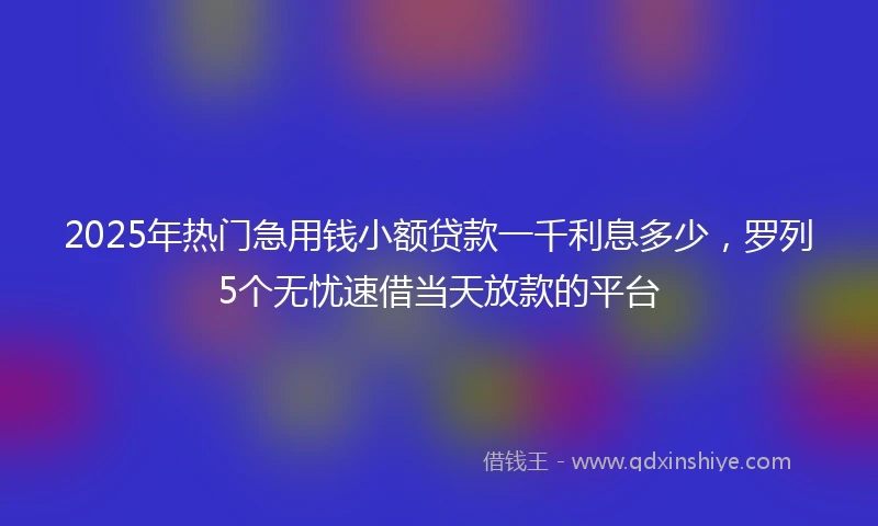 2025年热门急用钱小额贷款一千利息多少，罗列5个无忧速借当天放款的平台