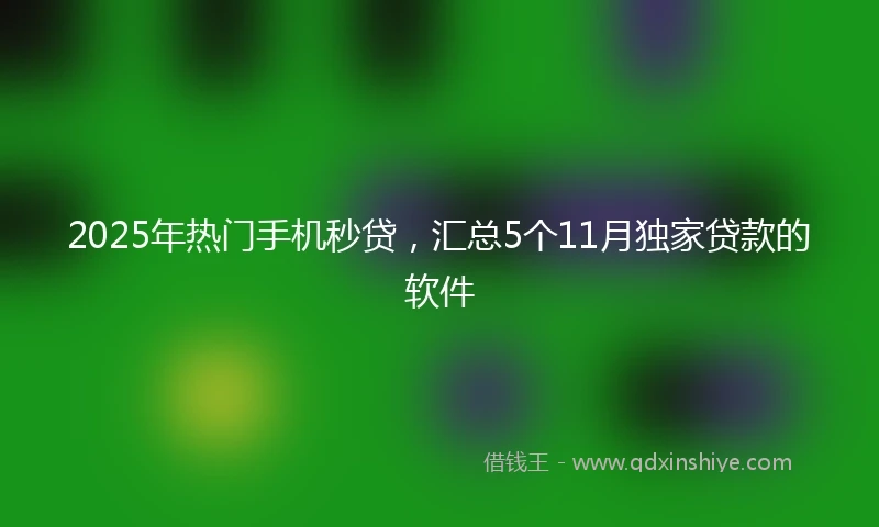 2025年热门手机秒贷，汇总5个11月独家贷款的软件