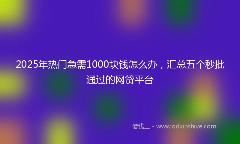 2025年热门急需1000块钱怎么办，汇总五个秒批通过的网贷平台