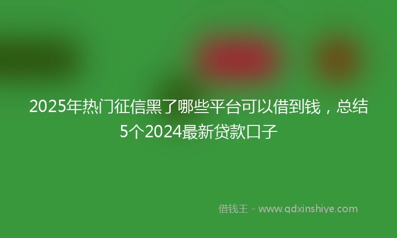 2025年热门征信黑了哪些平台可以借到钱，总结5个2024最新贷款口子