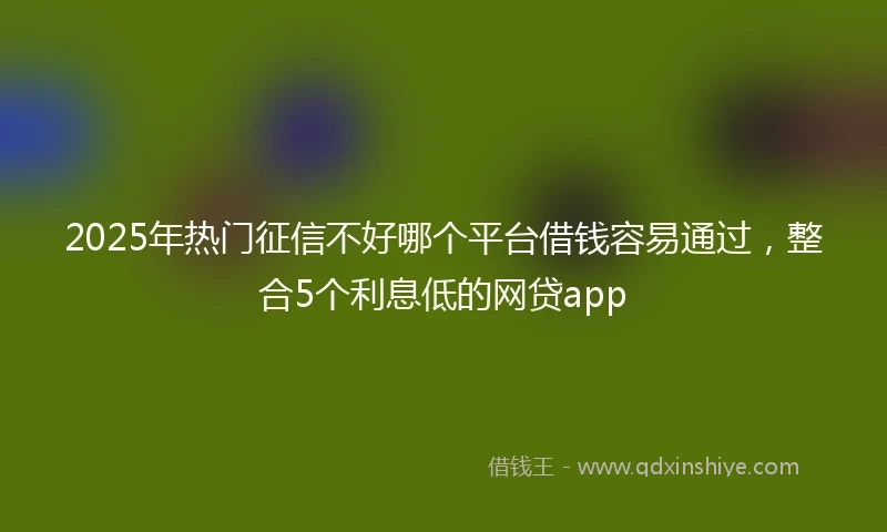 2025年热门征信不好哪个平台借钱容易通过，整合5个利息低的网贷app