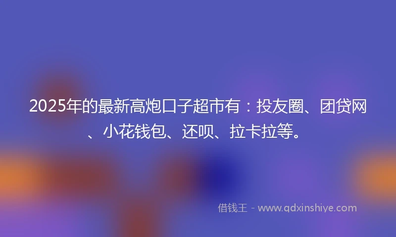 2025年的最新高炮口子超市有：投友圈、团贷网、小花钱包、还呗、拉卡拉等。