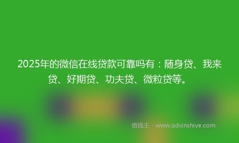 2025年的微信在线贷款可靠吗有：随身贷、我来贷、好期贷、功夫贷、微粒贷等。