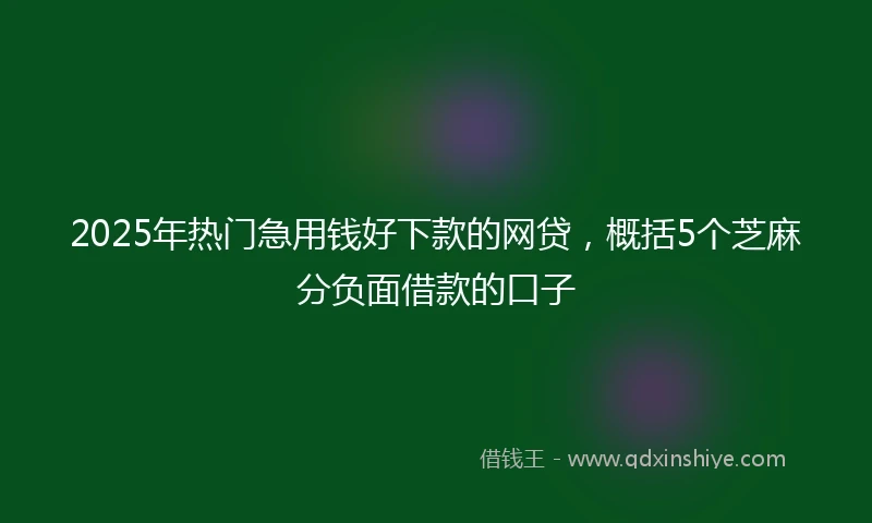 2025年热门急用钱好下款的网贷，概括5个芝麻分负面借款的口子