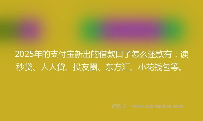 2025年的支付宝新出的借款口子怎么还款有：读秒贷、人人贷、投友圈、东方汇、小花钱包等。