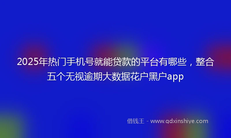 2025年热门手机号就能贷款的平台有哪些，整合五个无视逾期大数据花户黑户app