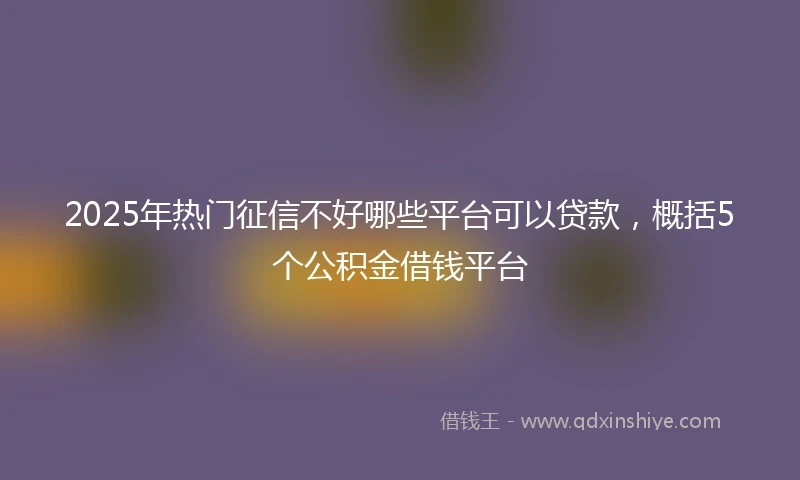 2025年热门征信不好哪些平台可以贷款，概括5个公积金借钱平台