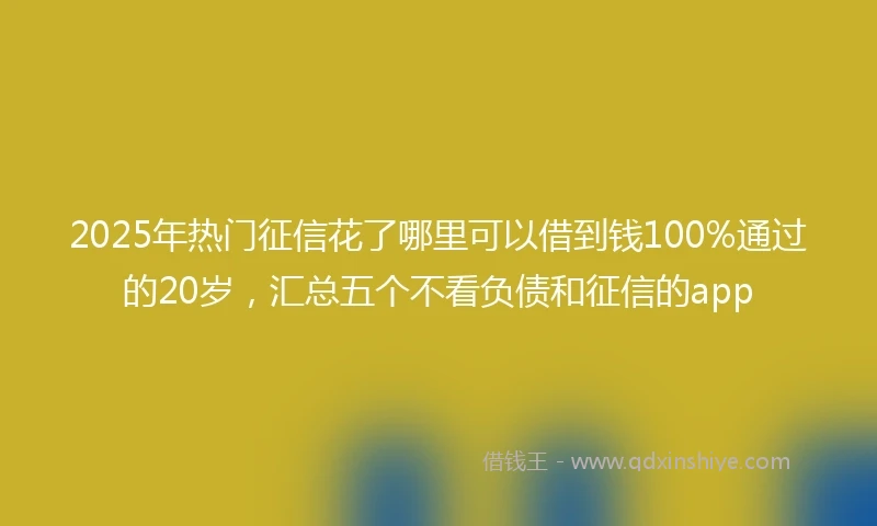 2025年热门征信花了哪里可以借到钱100%通过的20岁，汇总五个不看负债和征信的app