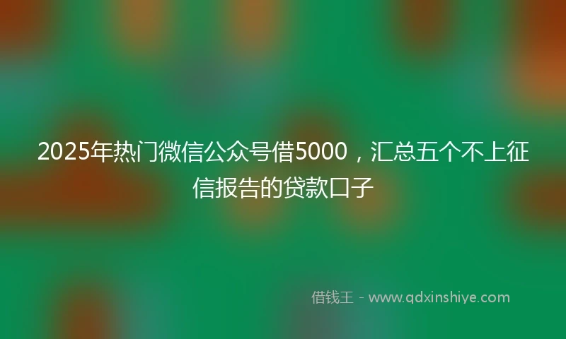 2025年热门微信公众号借5000,汇总五个不上征信报告的贷款口子
