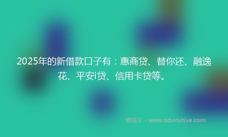 2025年的新借款口子有：惠商贷、替你还、融逸花、平安i贷、信用卡贷等。