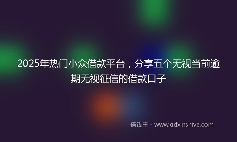 2025年热门小众借款平台，分享五个无视当前逾期无视征信的借款口子