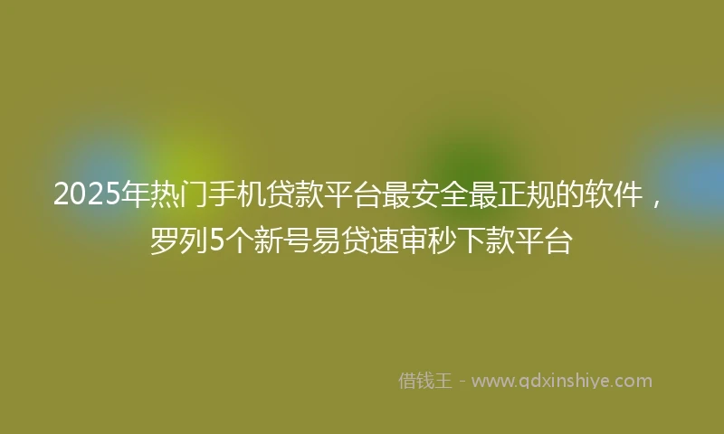 2025年热门手机贷款平台最安全最正规的软件，罗列5个新号易贷速审秒下款平台