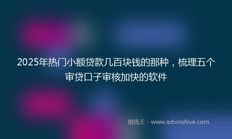 2025年热门小额贷款几百块钱的那种，梳理五个审贷口子审核加快的软件