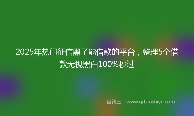 2025年热门征信黑了能借款的平台，整理5个借款无视黑白100%秒过