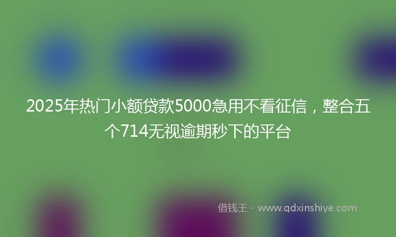 2025年热门小额贷款5000急用不看征信，整合五个714无视逾期秒下的平台