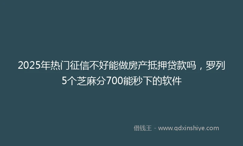 2025年热门征信不好能做房产抵押贷款吗，罗列5个芝麻分700能秒下的软件