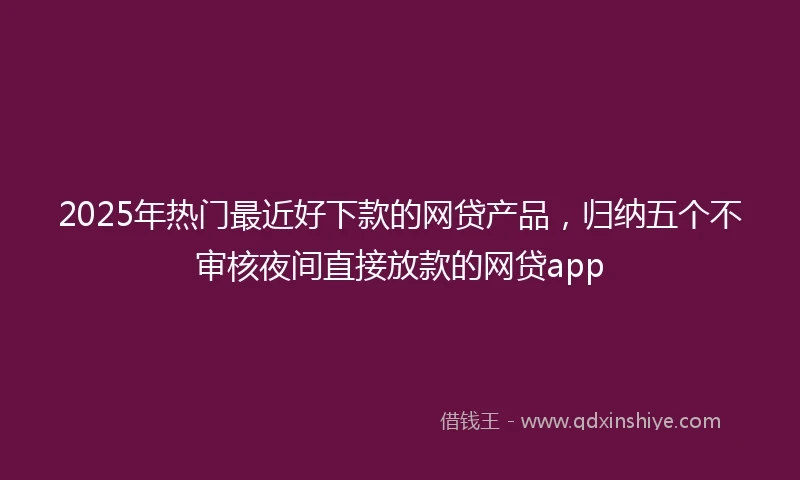 2025年热门最近好下款的网贷产品，归纳五个不审核夜间直接放款的网贷app