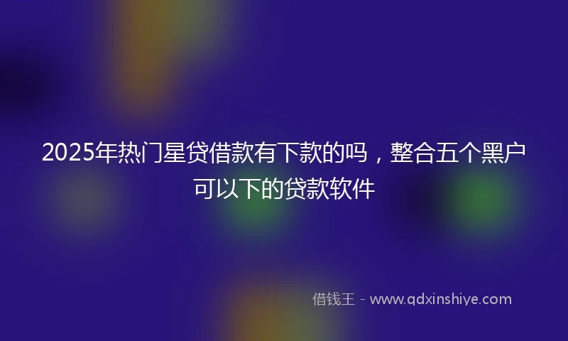 2025年热门星贷借款有下款的吗，整合五个黑户可以下的贷款软件